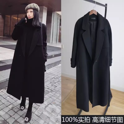 西装长袖加厚翻领毛呢大衣风衣