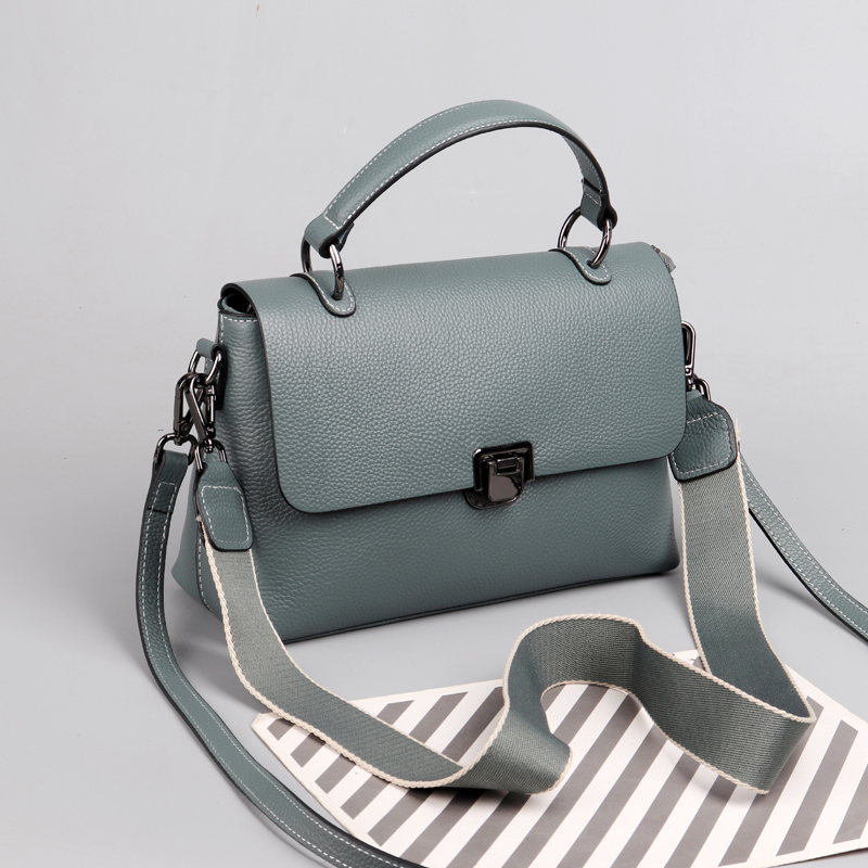 质感真皮包包时尚宽肩带通勤女包