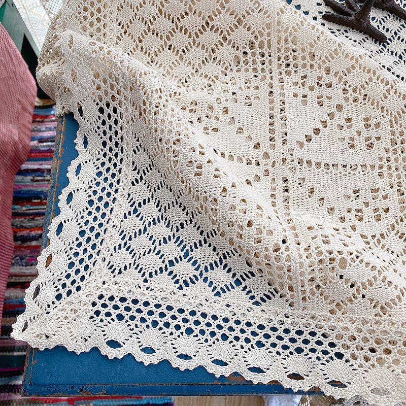 蓝秋绣坊美式钩针桌布桌旗复古棉线钩针桌布美式田园电视柜茶几布,居家布艺,桌布,淘宝优惠券,粉丝福利购,淘宝优惠卷