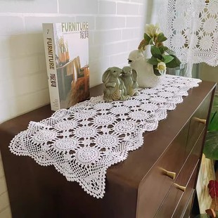 老抽纱夯货欧式宫廷风纯棉细线手工钩针桌旗桌布盖巾餐点盘垫盖巾