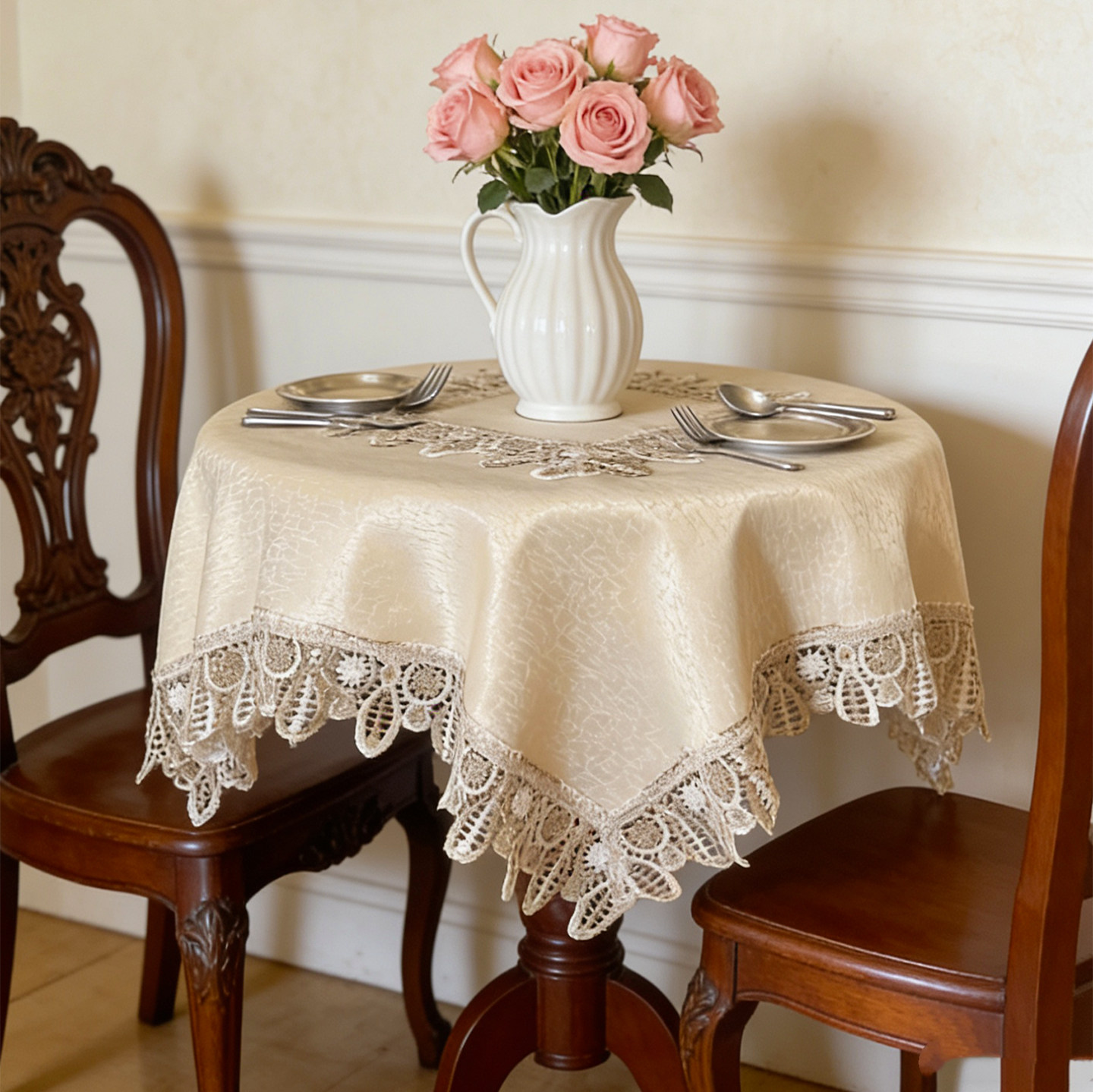 外贸古典欧式水溶绣花边桌布餐桌茶几床头柜边柜鞋柜家电防尘盖巾,居家布艺,桌布,淘宝优惠券,粉丝福利购,淘宝优惠卷