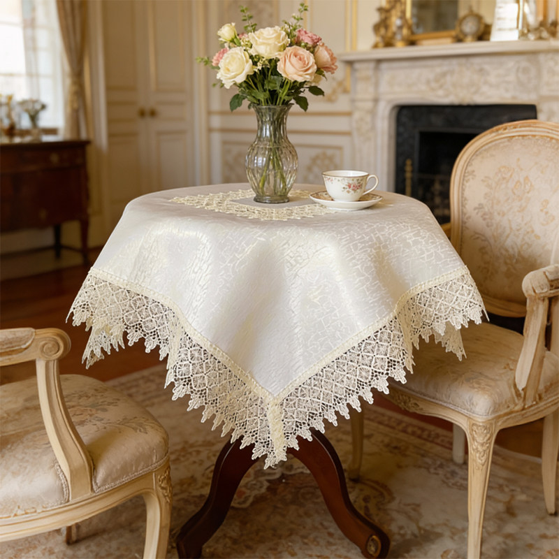 外贸轻奢古典水溶绣花边桌布餐桌茶几床头柜边柜鞋柜家电防尘盖巾,居家布艺,桌布,淘宝优惠券,粉丝福利购,淘宝优惠卷