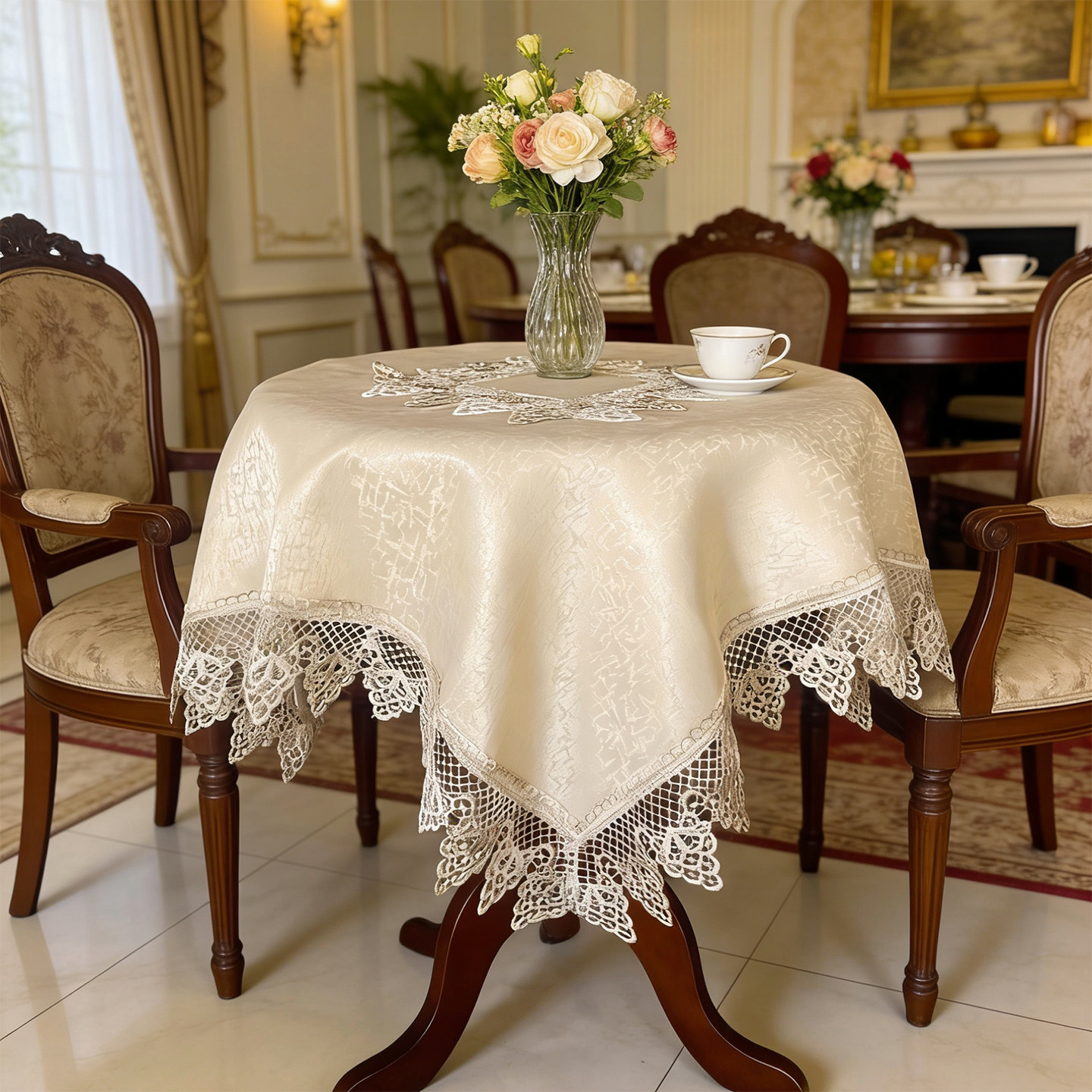 外贸欧式复古水溶绣花边桌布餐桌茶几床头柜边柜鞋柜家电防尘盖巾,居家布艺,桌布,淘宝优惠券,粉丝福利购,淘宝优惠卷