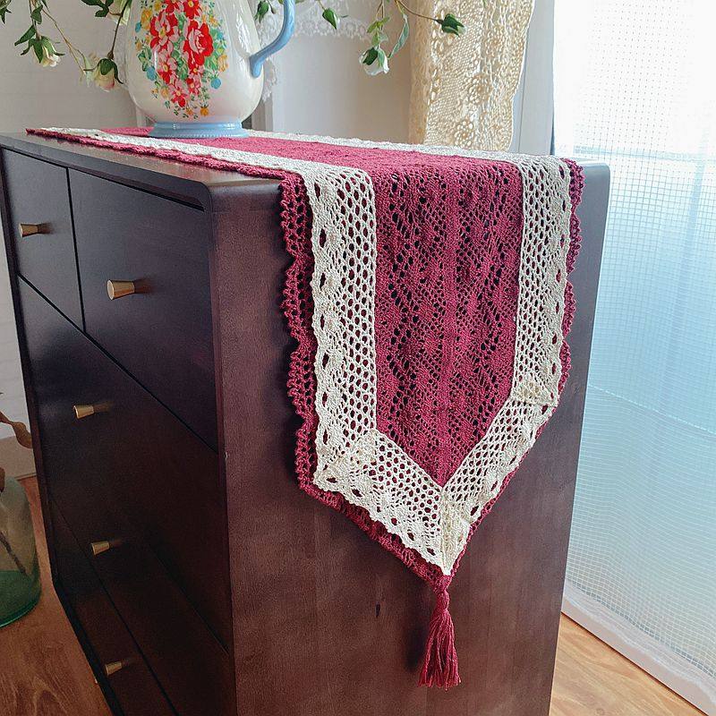 复古美式乡村棉线钩针蕾丝桌旗电视柜鞋柜盖巾盖布餐桌防尘装饰布,居家布艺,桌旗,淘宝优惠券,粉丝福利购,淘宝优惠卷