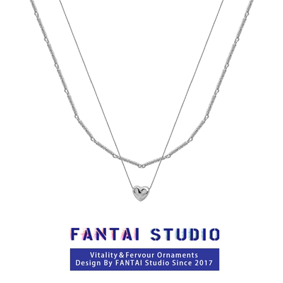 FANTAI不规则月亮爱心双层项链女