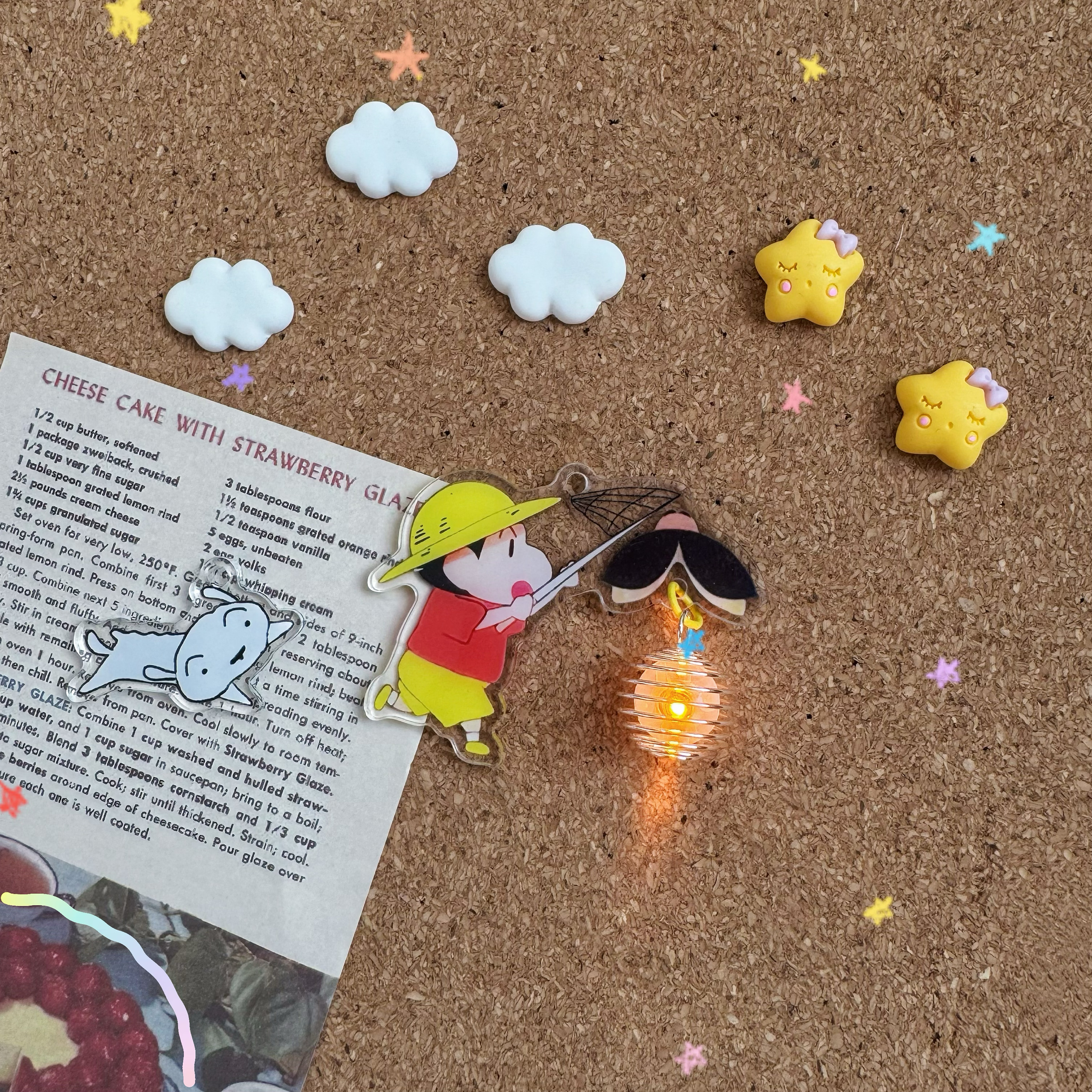 卡通蜡笔小新提灯图钉工字钉发光创意毛毡板扎钉软木板按钉照片墙