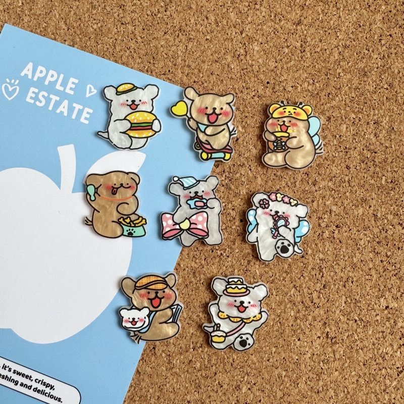 ins开心奶茶小狗图钉抱抱小狗软木钉按钉毛毡留言绘画钉办公文具