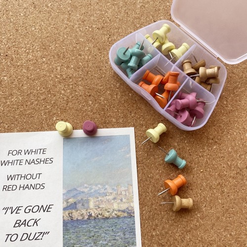 30枚彩色软木钉5格盒装按钉创意公告栏留言板毛毡板照片墙工字钉