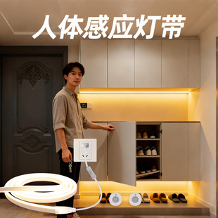 人体感应灯带插电式入户门鞋柜进门即亮人走即灭led灯夜间自动亮