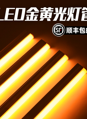 金黄光灯管暖光黄色夜市摆摊门头氛围T5一体极细广告装饰led灯条