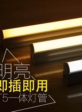 t5灯管一体化led日光灯长条1.2米暖黄色白光暖光家用全套节能光管