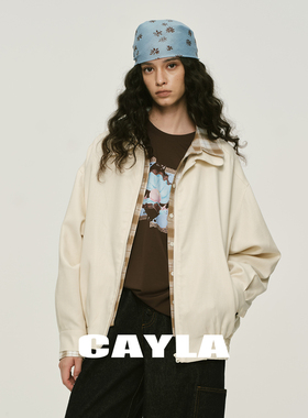 CAYLA莱赛尔天丝亚麻翻领假两件拼接格纹夹克工装风外套26SS005