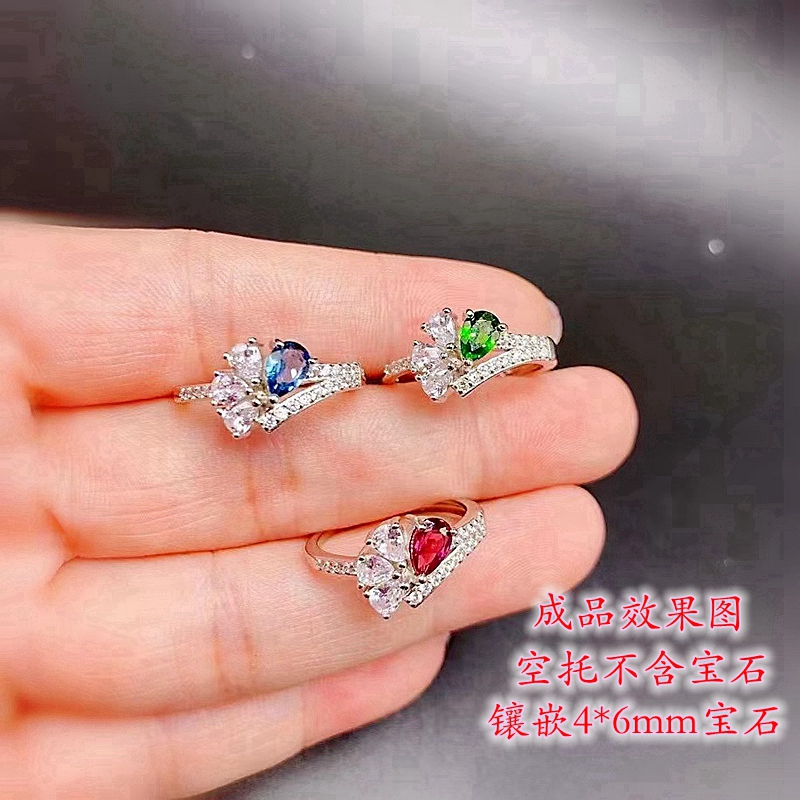 其他女纯银活口戒指豪华满钻