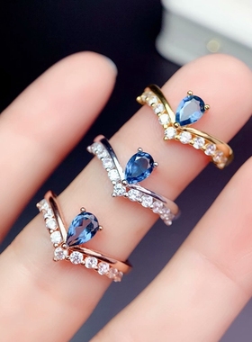 纯银水滴形小尺寸裸石戒指