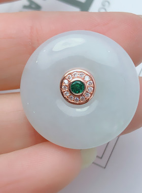 s925纯银装饰配件翡翠碧玉平安扣