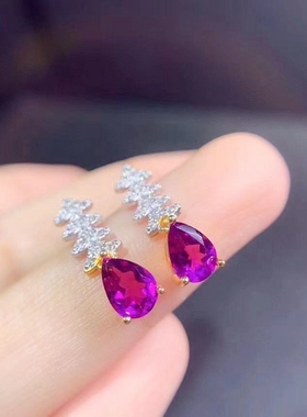 diy纯银水滴5*7耳坠时尚风空托