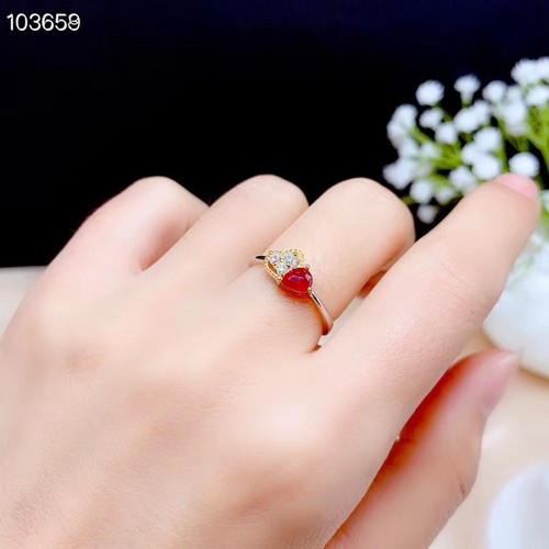 小清新水滴形戒指空托红宝石