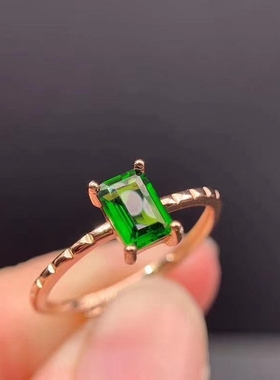 纯银长方形裸石戒指