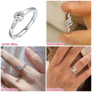 正品D色50分莫桑钻戒指成品S925银时尚个性轻奢戒指空托尺寸圆5mm