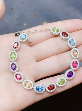 s925银小锆石手链空托裸石