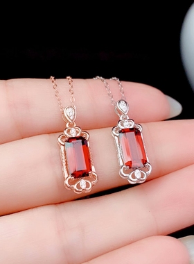 新S925纯银长方形吊坠银空托 尺寸5*10mm可镶嵌碧玺水晶等