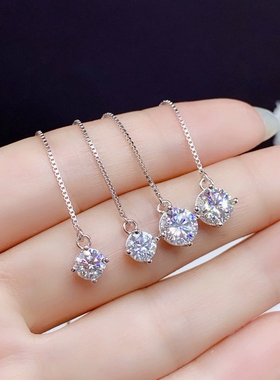 时尚网好款银耳线S925耳坠莫桑石