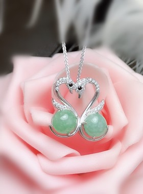 小天鹅挂坠翡翠玉髓裸石空托