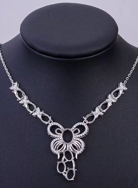 锁骨链镶嵌翡翠蜜蜡琥珀空托