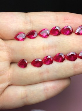 红刚玉戒面水滴形耳钉空托