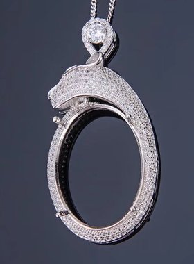 银女款大豹子吊坠空托可来石代