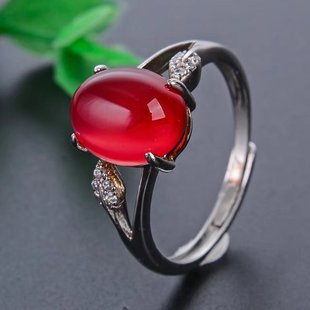 S925银女精工戒指银空托8*10 9*11 10*12mm来石代镶diy网红百搭