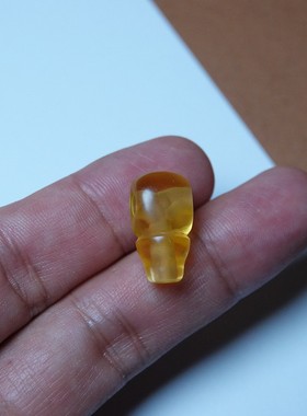 10mm稀有黄色料器三通手工树脂文玩佛头一体文玩小元素配饰