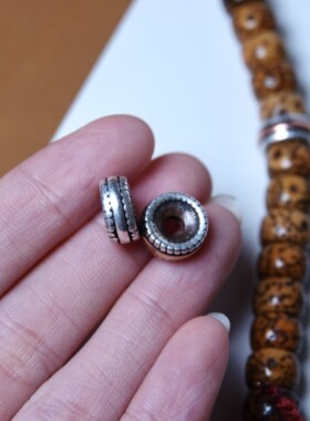 双色利马铜镶嵌链珠纹一线片珠文玩纯手工DIY念珠手串百搭配珠