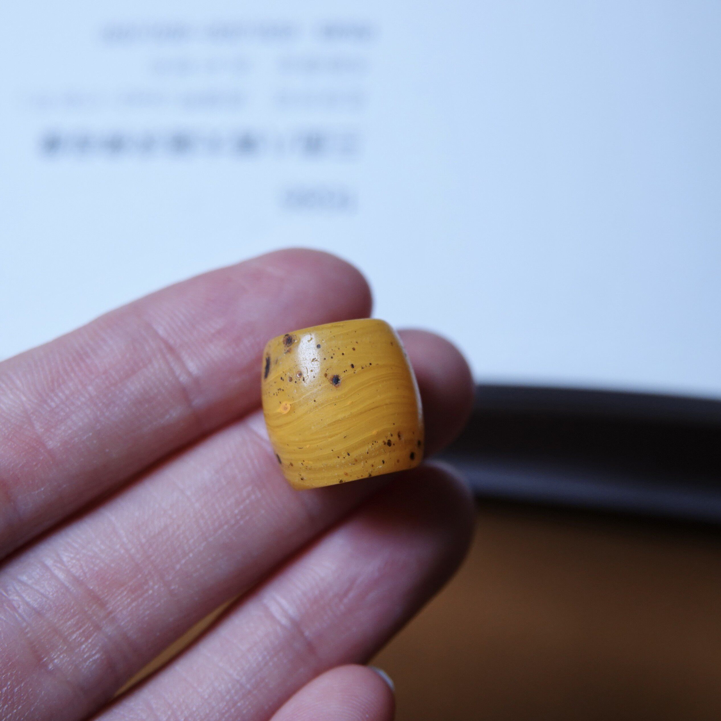 清代原生态黄色老琉璃桶珠超润顶珠文玩DIY佛珠多宝手串百搭配珠