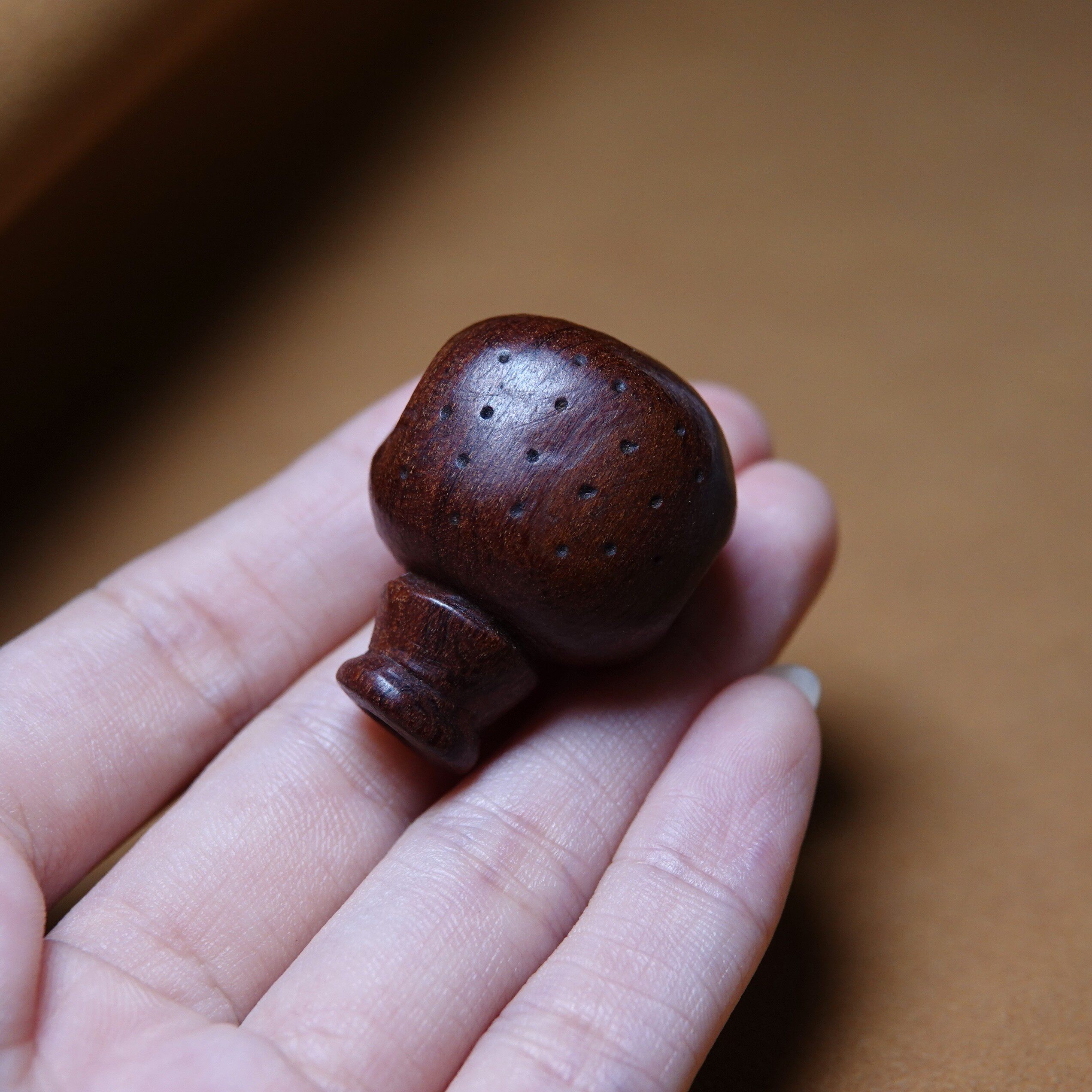 24mm原生态老木雕影子木咒点三通一体式佛头配件纯手工念珠束尾