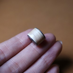 手工猛犸牙老高白双色铜镶嵌孔道桶珠玛尼珠顶珠配珠念珠手串百搭