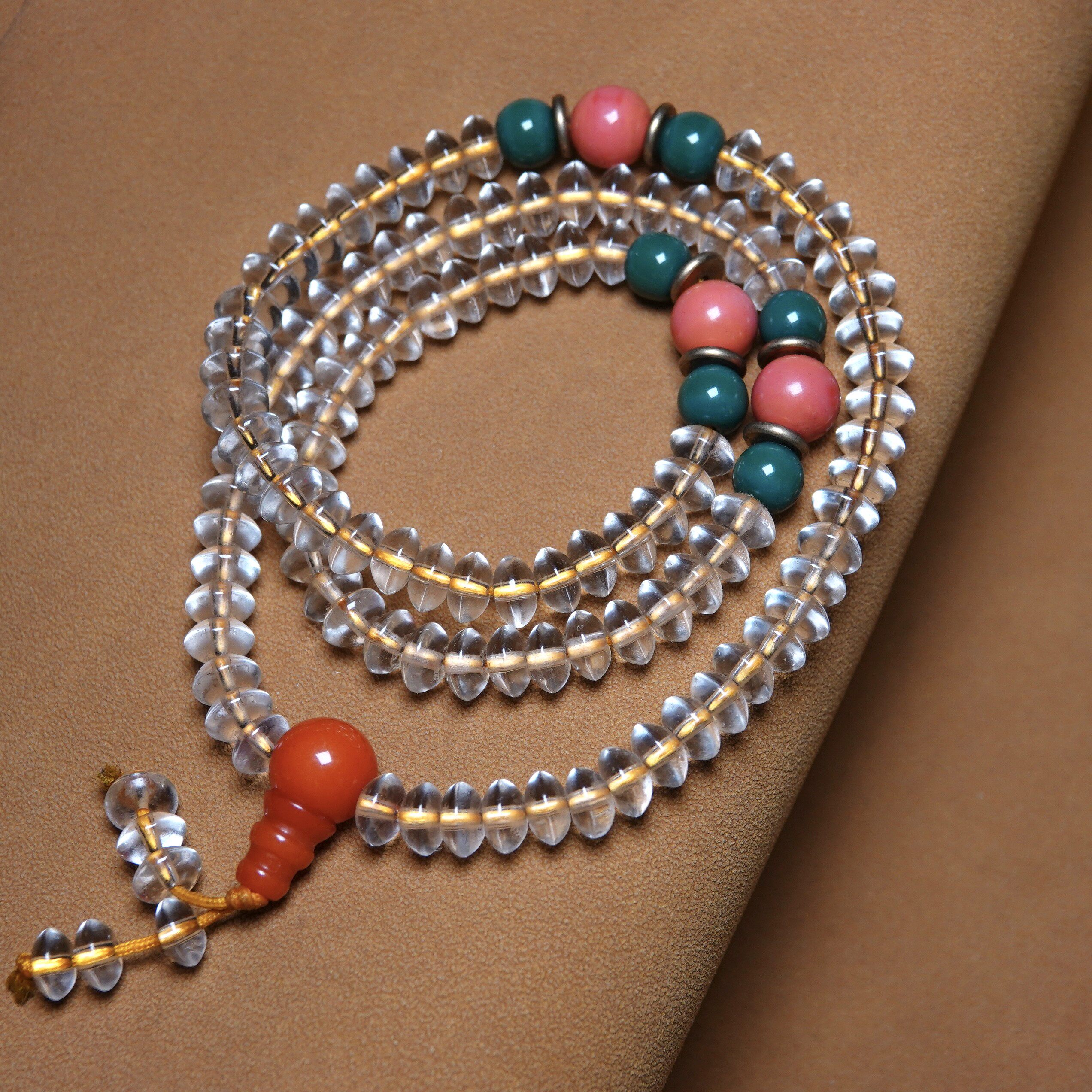 一套碟珠老琉璃佛珠文玩纯手工DIY念珠手串百搭随身磨损到位