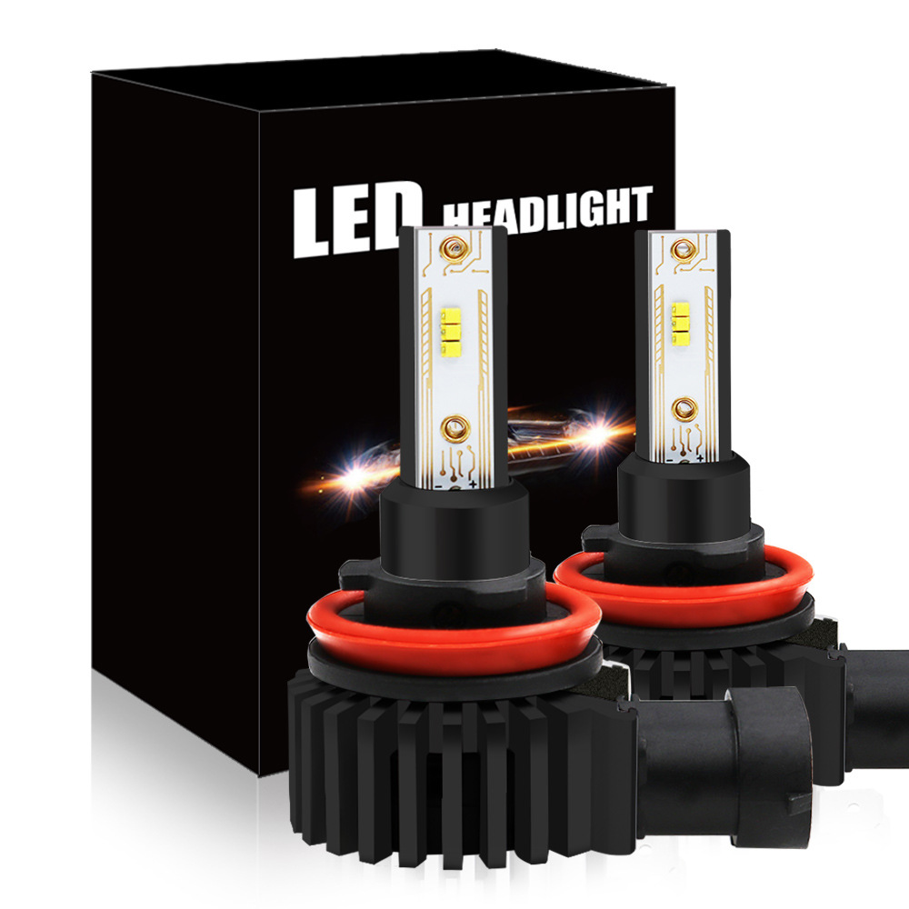 H8H11汽车大灯LED灯泡100W200W300W黑壳一体聚光无损安装12V24V