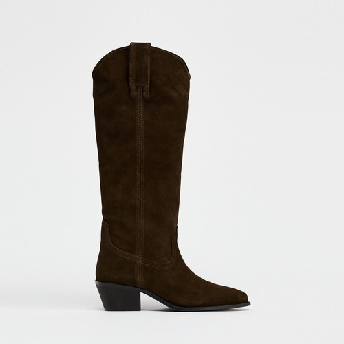 ZABATANA粗跟西部靴尖头长筒靴