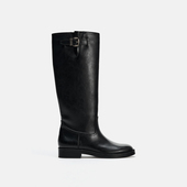 女靴骑士靴高筒靴圆头粗跟裤 2025秋冬新款 管黑色长筒靴 TANA ZABA