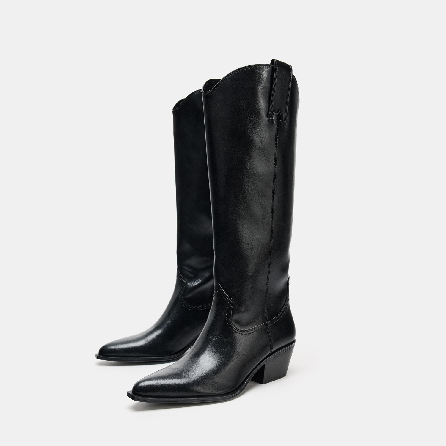 ZABATANA欧美女靴子粗跟长筒靴