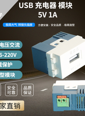 128型USB充电电源模块AC220V插座2.1A5V变压手机充电面板地插通用