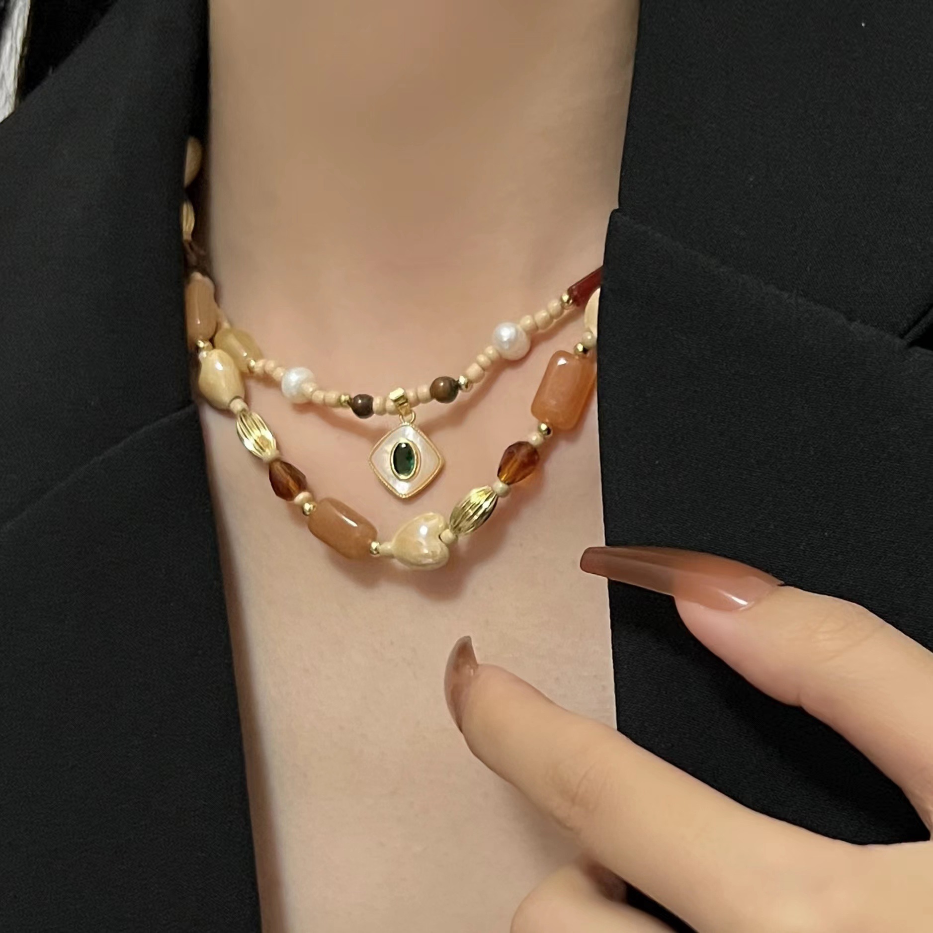 配饰设计感叠戴项链复古