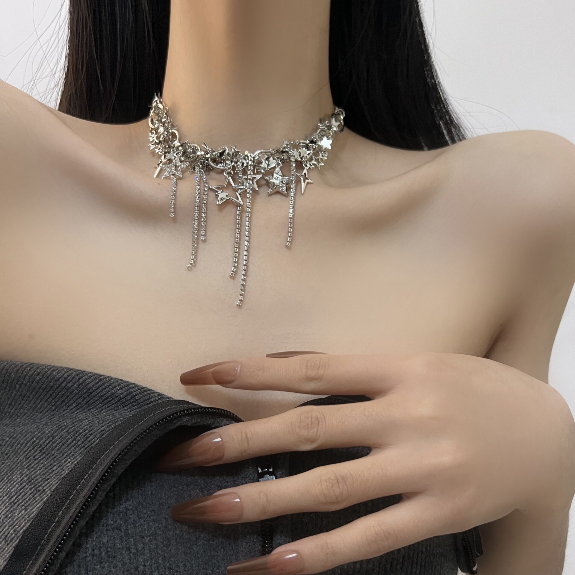 XIN XINZI의 파티 바디 스파클링 라인석 목걸이 순수한 정욕 핫걸 목걸이의 파티 레이디스 홈메이드 버전