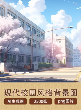 2500张AI生插画实风格现代校园背景可视小说游戏制作png图片素材