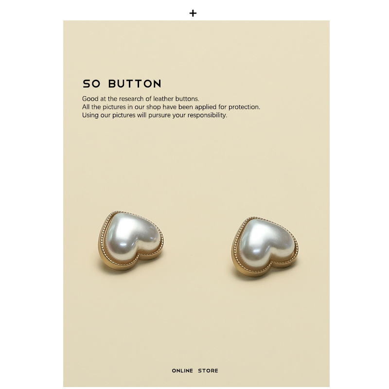 艺森ESSTUDIO珍珠爱心纽扣虚边金