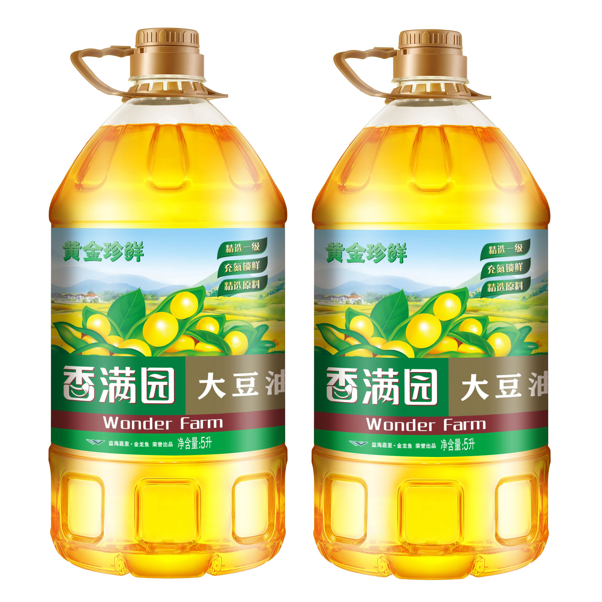 香满园黄金珍鲜一级大豆油5l*2d