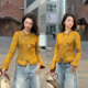 斜襟设计感气质国风显瘦长袖 新中式 黄色提花短外套2026新款 上衣女