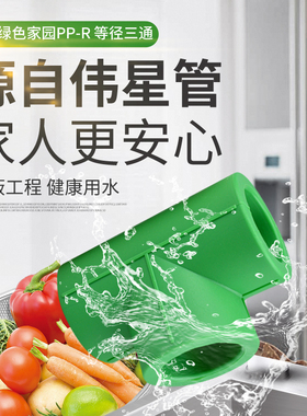 伟星管业PPR冷热水管4分/6分/PPR管配件等径三通热熔接接头加厚