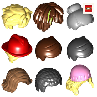 乐高人仔头发 LEGO梦境城猎人巫师武士消防员马尾辫编织全新正品